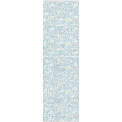 Luxury Washable Indoor/Outdoor Soft Essentials SE4 Blue 2'3" x 7'6" Runner Rug