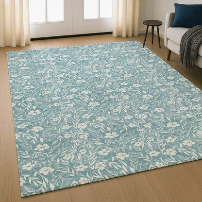 Luxury Washable Indoor/Outdoor Soft Essentials SE4 Teal 2'6" x 3'10" Rug