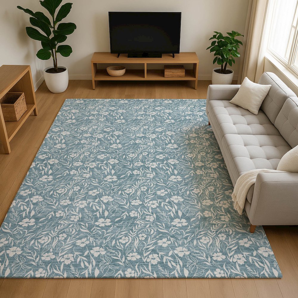 Luxury Washable Indoor/Outdoor Soft Essentials SE4 Teal 2'6" x 3'10" Rug