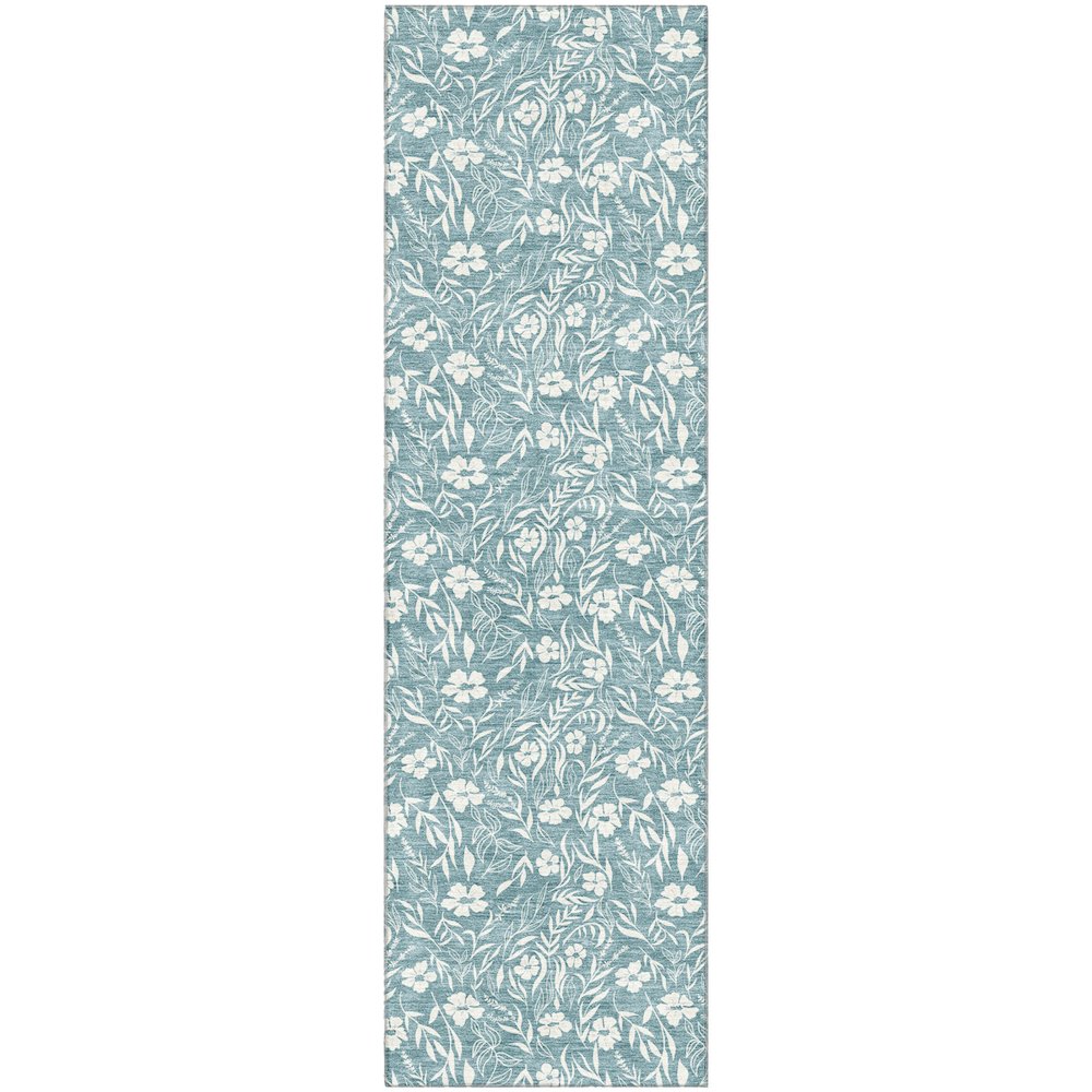 Luxury Washable Indoor/Outdoor Soft Essentials SE4 Teal 2'3" x 7'6" Runner Rug