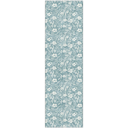 Luxury Washable Indoor/Outdoor Soft Essentials SE4 Teal 2'3" x 7'6" Runner Rug