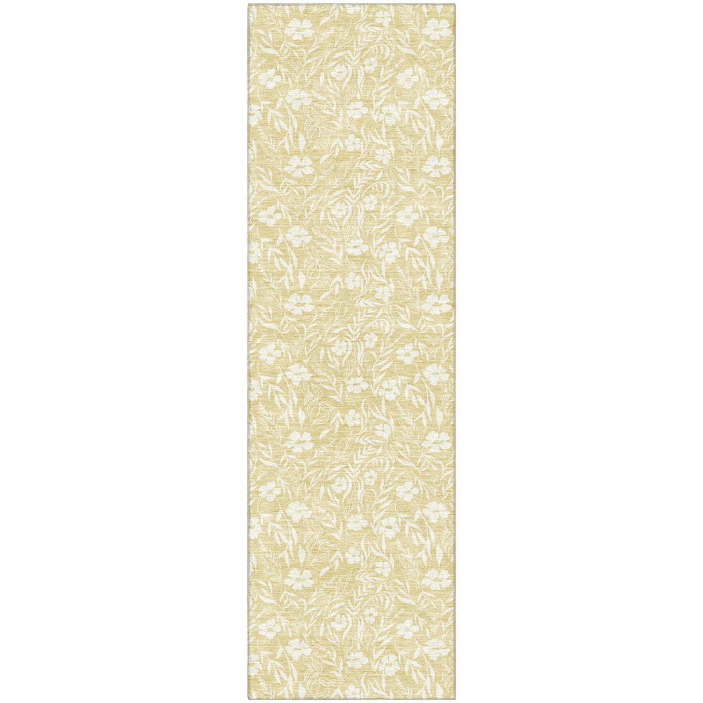 Luxury Washable Indoor/Outdoor Soft Essentials SE4 Gold 2'3" x 7'6" Runner Rug