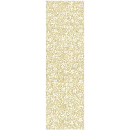 Luxury Washable Indoor/Outdoor Soft Essentials SE4 Gold 2'3" x 7'6" Runner Rug