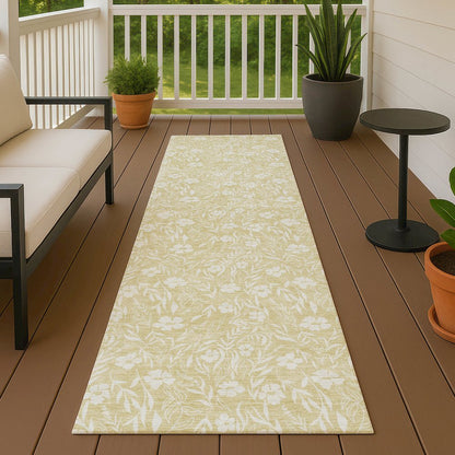 Luxury Washable Indoor/Outdoor Soft Essentials SE4 Gold 2'3" x 7'6" Runner Rug