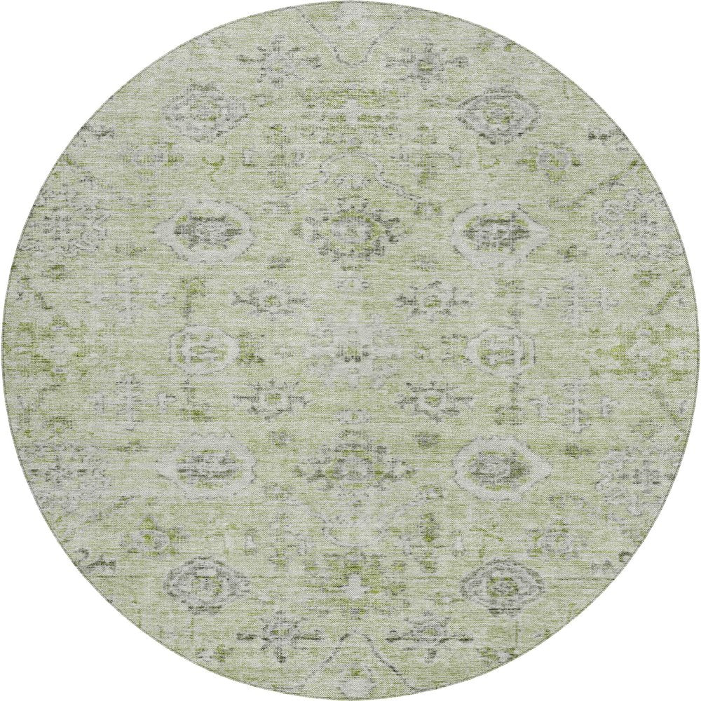 Luxury Washable Indoor/Outdoor Solace Aloe 8' x 8' Round Rug