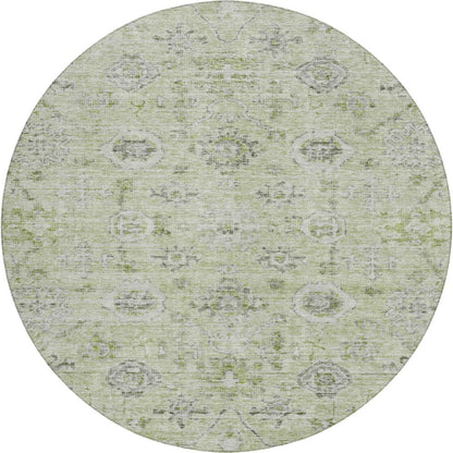Luxury Washable Indoor/Outdoor Solace Aloe 8' x 8' Round Rug
