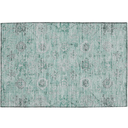 Luxury Washable Indoor/Outdoor Solace Teal 1'8" x 2'6" Rug
