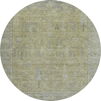 Luxury Washable Indoor/Outdoor Solace Aloe 8' x 8' Round Rug