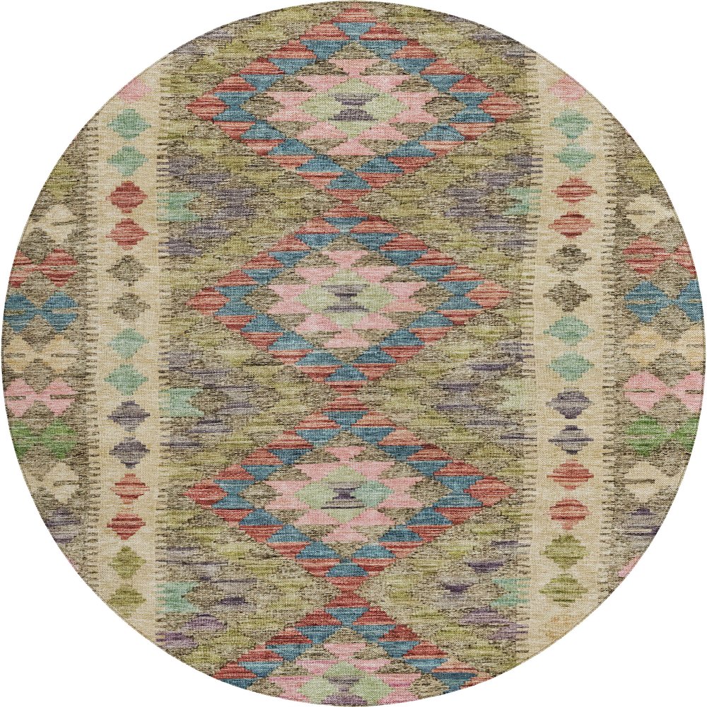 Luxury Washable Indoor/Outdoor Solace Green 8' x 8' Round Rug