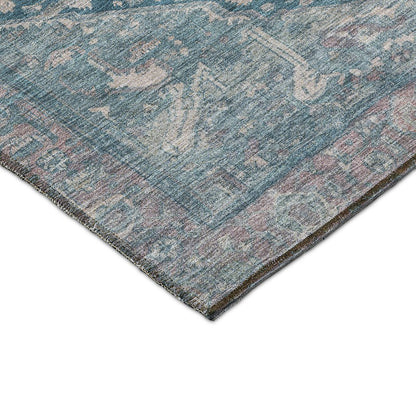 Luxury Washable Indoor/Outdoor Solace Blue 1'8" x 2'6" Rug
