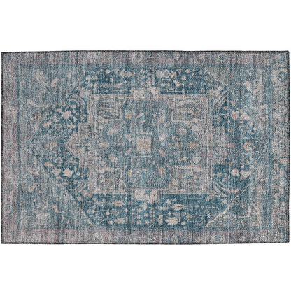 Luxury Washable Indoor/Outdoor Solace Blue 1'8" x 2'6" Rug