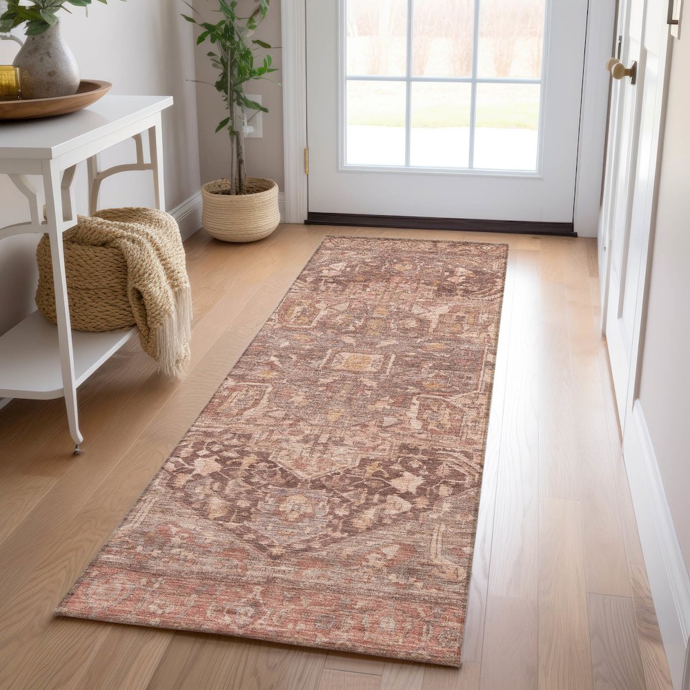 Luxury Washable Indoor/Outdoor Solace Burgundy 2'3" x 7'6" Runner Rug