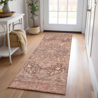 Luxury Washable Indoor/Outdoor Solace Burgundy 2'3" x 7'6" Runner Rug