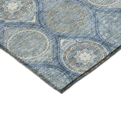 Luxury Washable Indoor/Outdoor Solace Navy 1'8" x 2'6" Rug