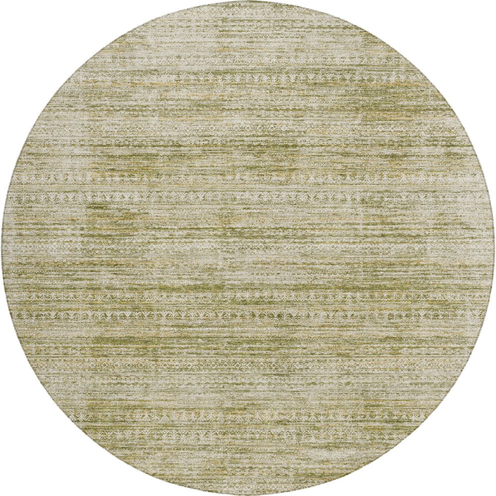 Luxury Washable Indoor/Outdoor Solace Aloe 8' x 8' Round Rug
