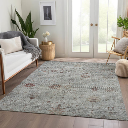 Luxury Washable Indoor/Outdoor Solace Gray 2'6" x 3'10" Rug