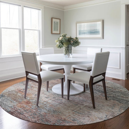 Luxury Washable Indoor/Outdoor Solace Gray 8' x 8' Round Rug