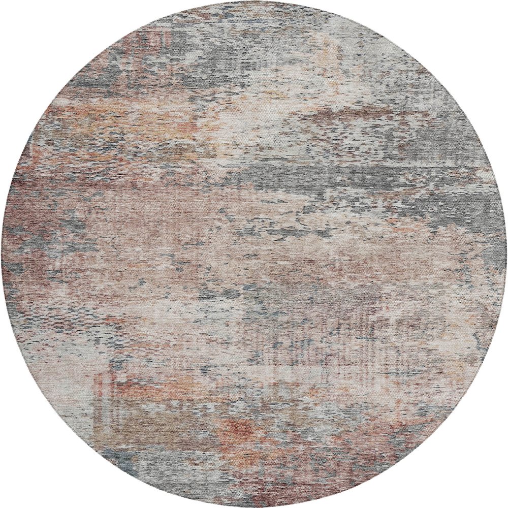 Luxury Washable Indoor/Outdoor Solace Gray 8' x 8' Round Rug