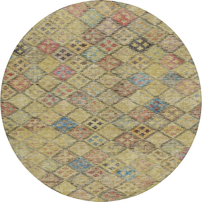 Luxury Washable Indoor/Outdoor Solace Gold 8' x 8' Round Rug