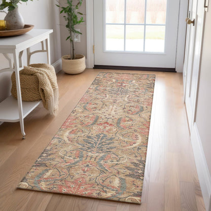 Luxury Washable Indoor/Outdoor Solace Tan 2'3" x 7'6" Runner Rug