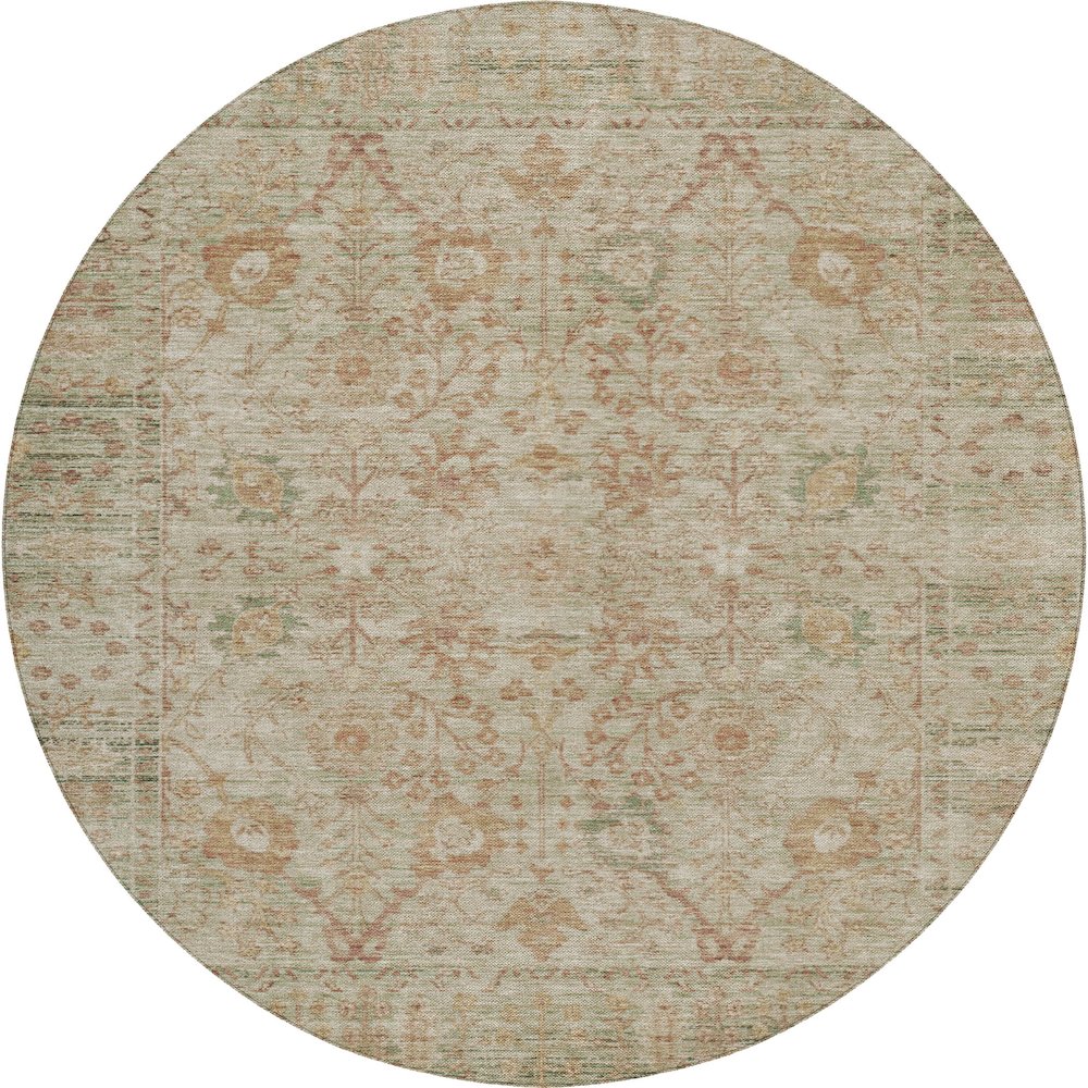Luxury Washable Indoor/Outdoor Solace Beige 8' x 8' Round Rug
