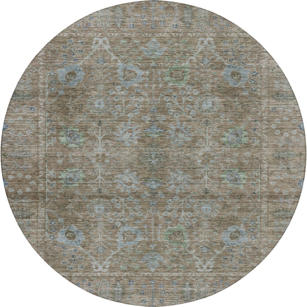 Luxury Washable Indoor/Outdoor Solace Brown 8' x 8' Round Rug