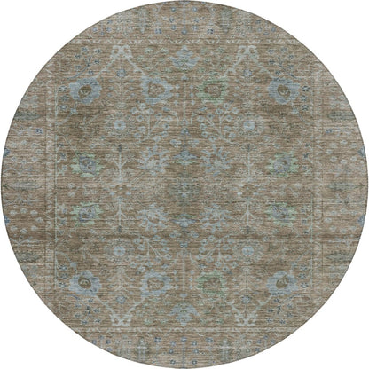 Luxury Washable Indoor/Outdoor Solace Brown 8' x 8' Round Rug