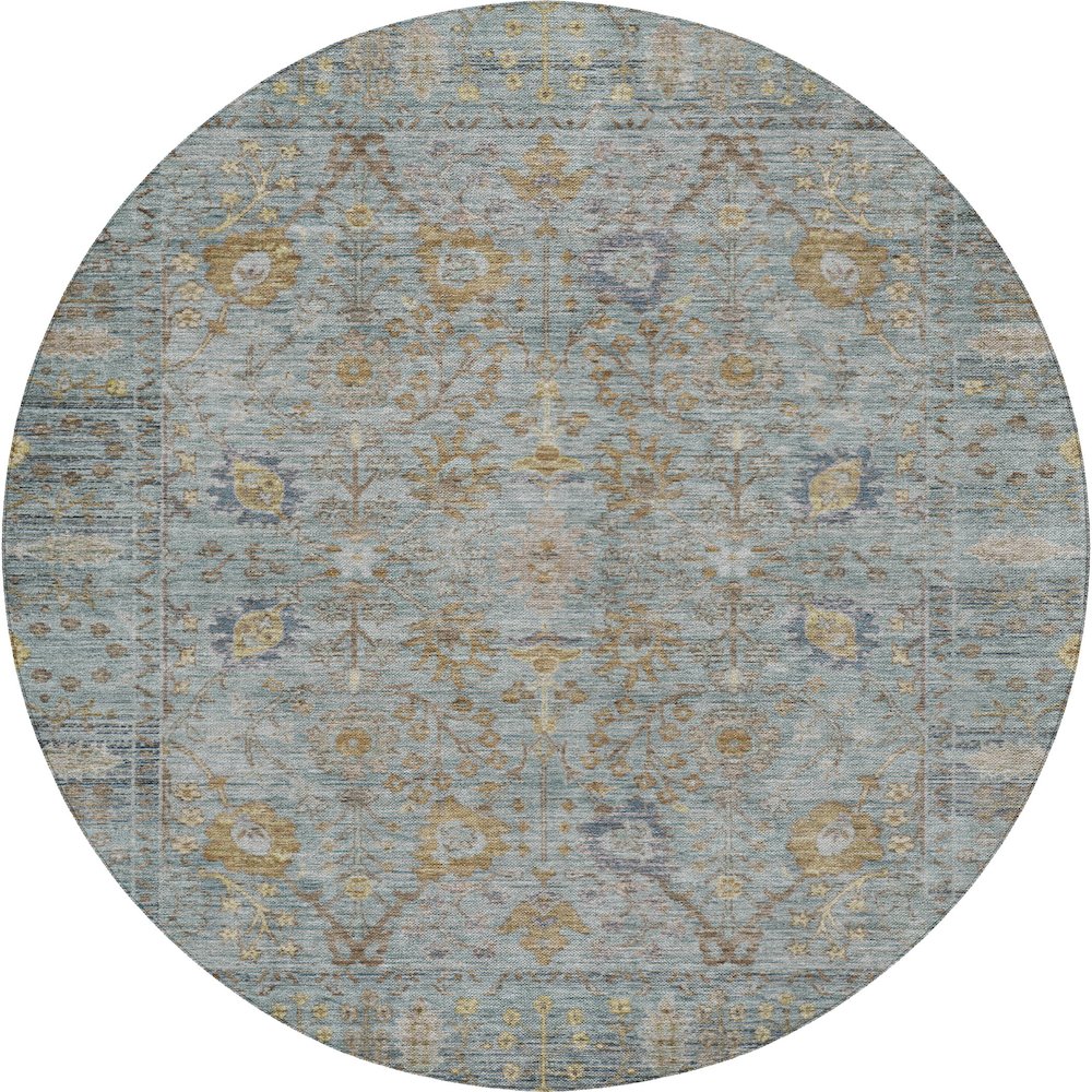 Luxury Washable Indoor/Outdoor Solace Teal 8' x 8' Round Rug