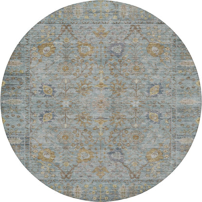 Luxury Washable Indoor/Outdoor Solace Teal 8' x 8' Round Rug