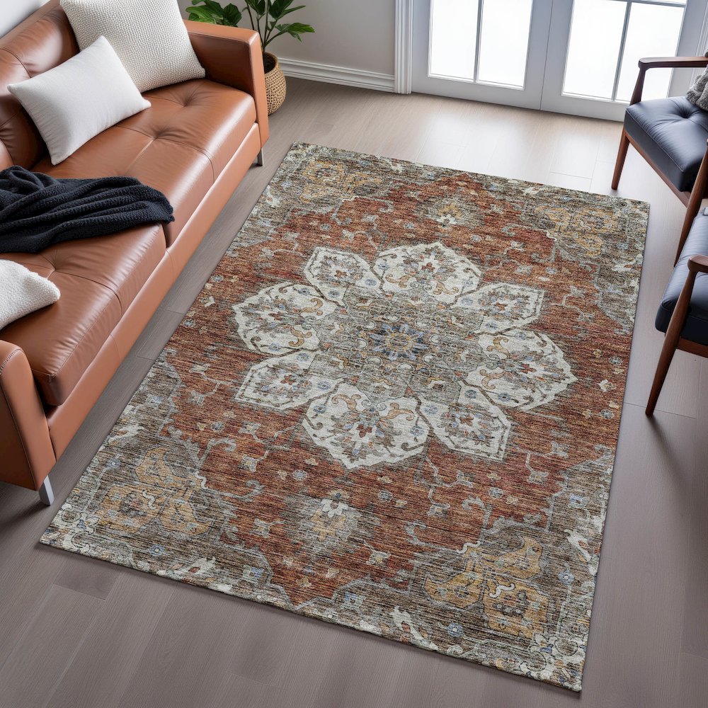 Indoor/Outdoor Silk Road Paprika 2'6" x 3'10" Rug