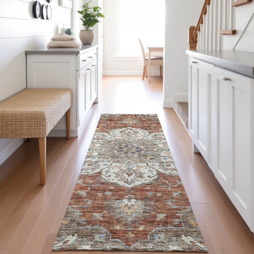 Indoor/Outdoor Silk Road Paprika 2'3" x 7'6" Runner Rug