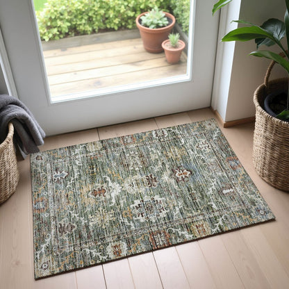 Indoor/Outdoor Silk Road Basil 1'8" x 2'6" Rug