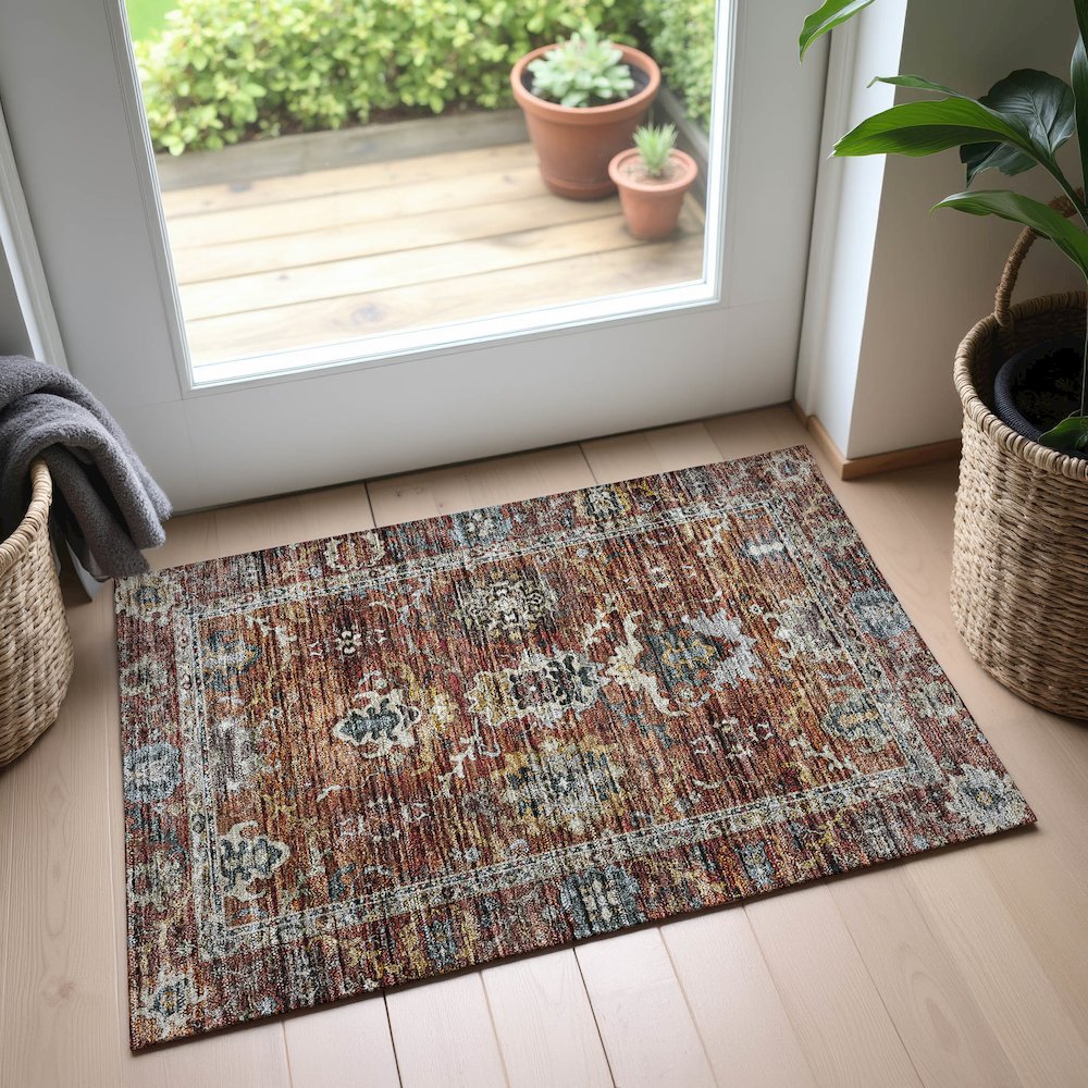Indoor/Outdoor Silk Road Paprika 1'8" x 2'6" Rug