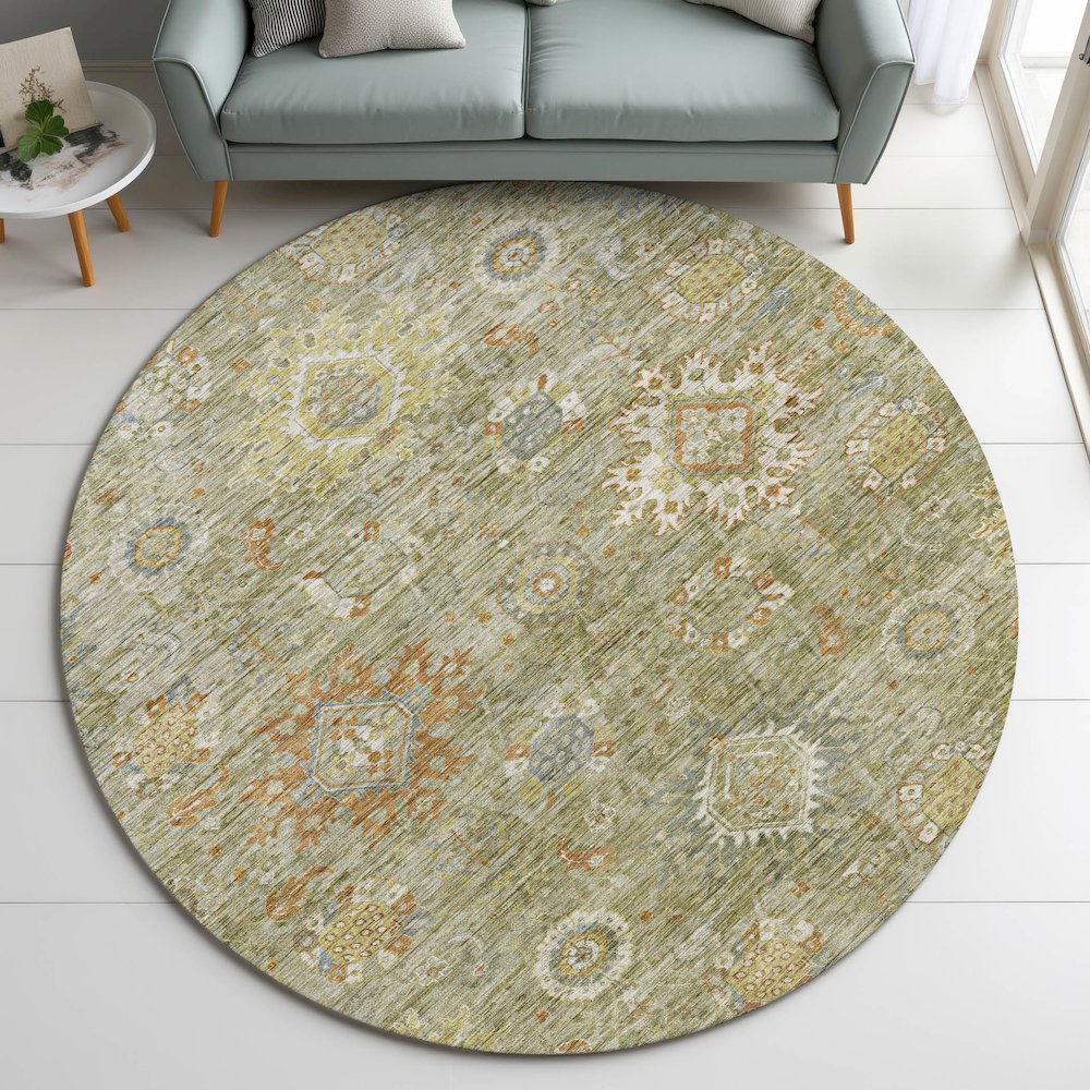 Indoor/Outdoor Silk Road Sage 8' x 8' Round Rug