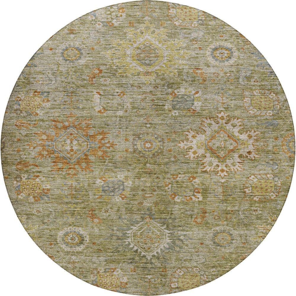Indoor/Outdoor Silk Road Sage 8' x 8' Round Rug