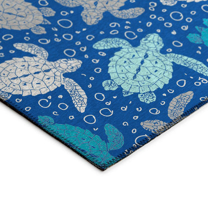 Indoor/Outdoor Seabreeze SZ13 Navy Washable 2'6" x 3'10" Rug