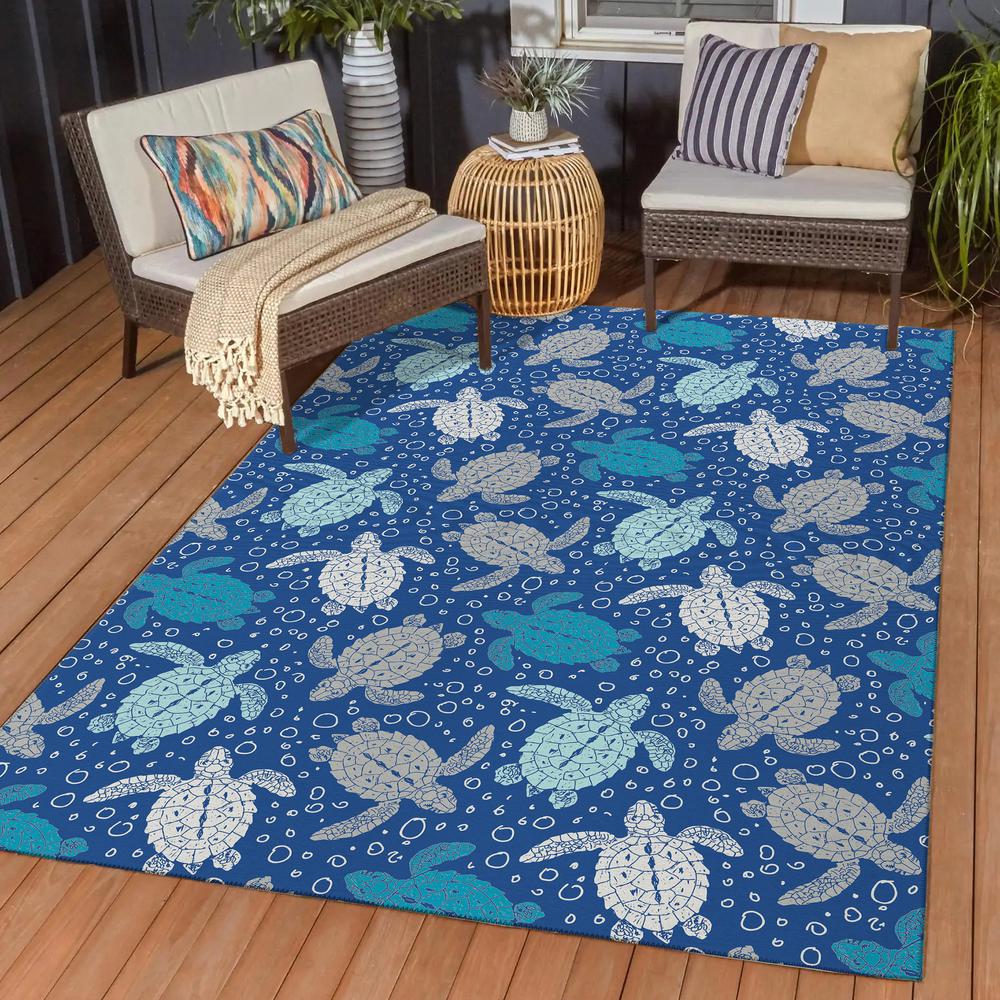 Indoor/Outdoor Seabreeze SZ13 Navy Washable 2'6" x 3'10" Rug