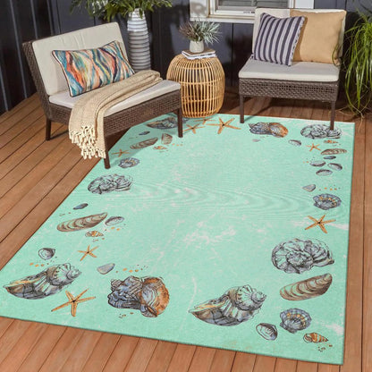 Indoor/Outdoor Seabreeze SZ9 Lagoon Washable 2'6" x 3'10" Rug