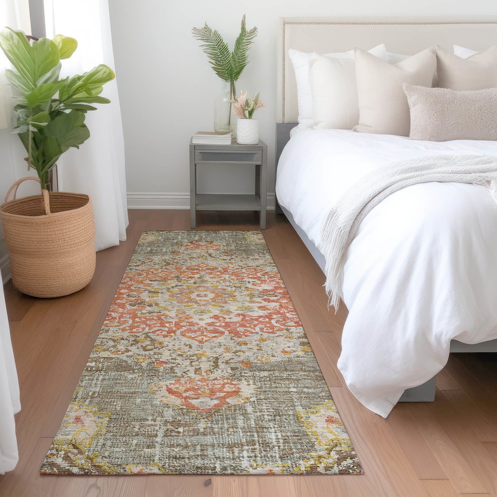 Luxury Washable Indoor/Outdoor Tabrook Brown 2'3" x 7'6" Runner Rug