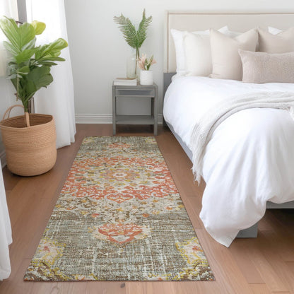 Luxury Washable Indoor/Outdoor Tabrook Brown 2'3" x 7'6" Runner Rug