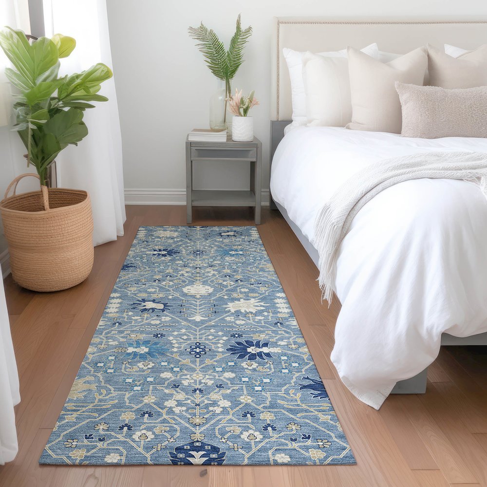 Luxury Washable Indoor/Outdoor Tabrook Denim 2'3" x 7'6" Runner Rug