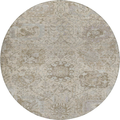Luxury Washable Indoor/Outdoor Tabrook Ivory 8' x 8' Round Rug