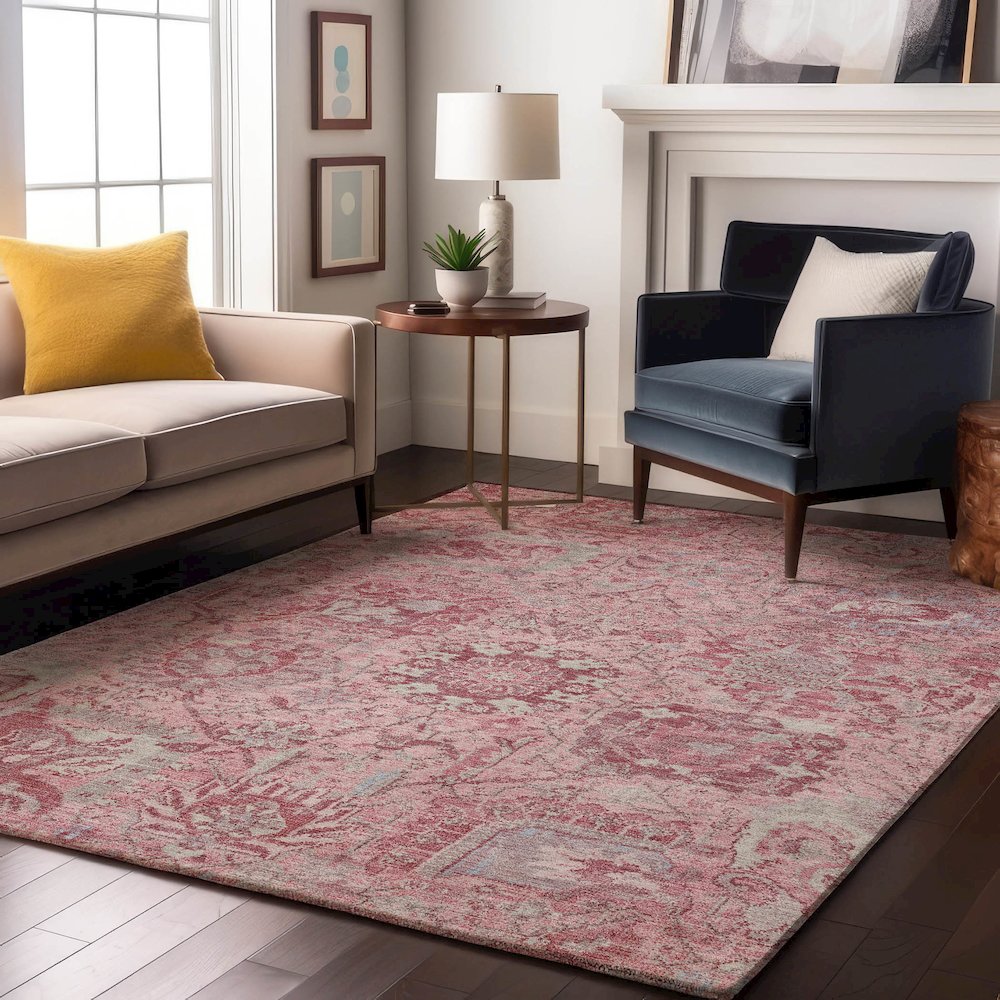 Luxury Washable Indoor/Outdoor Tabrook Pink 2'6" x 3'10" Rug