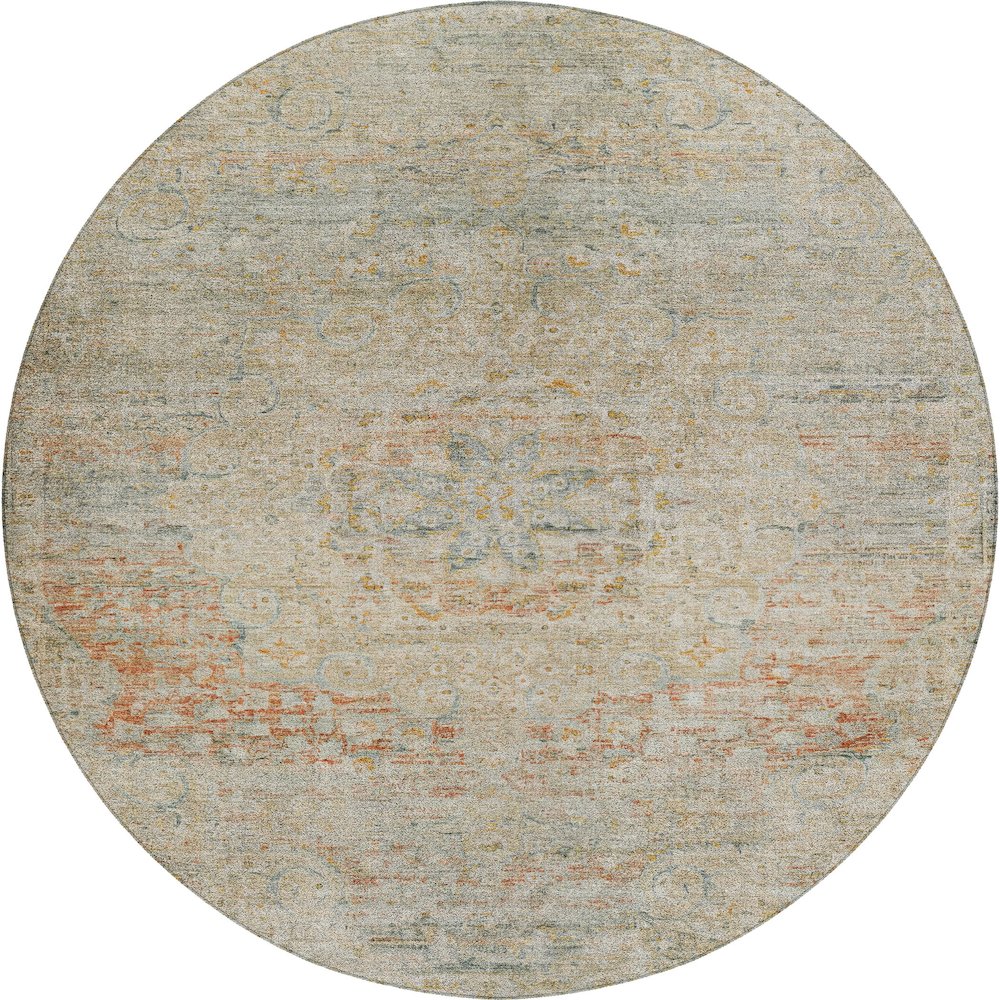 Luxury Washable Indoor/Outdoor Tabrook Tan 8' x 8' Round Rug