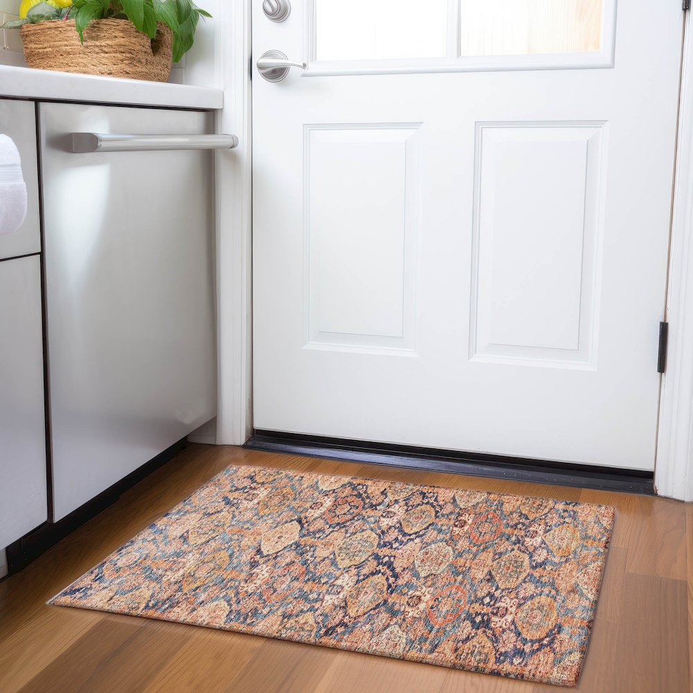 Luxury Washable Indoor/Outdoor Tabrook Terracotta 1'8" x 2'6" Rug