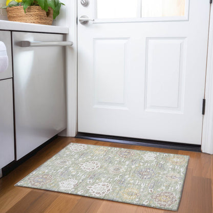 Luxury Washable Indoor/Outdoor Tabrook Aloe 1'8" x 2'6" Rug