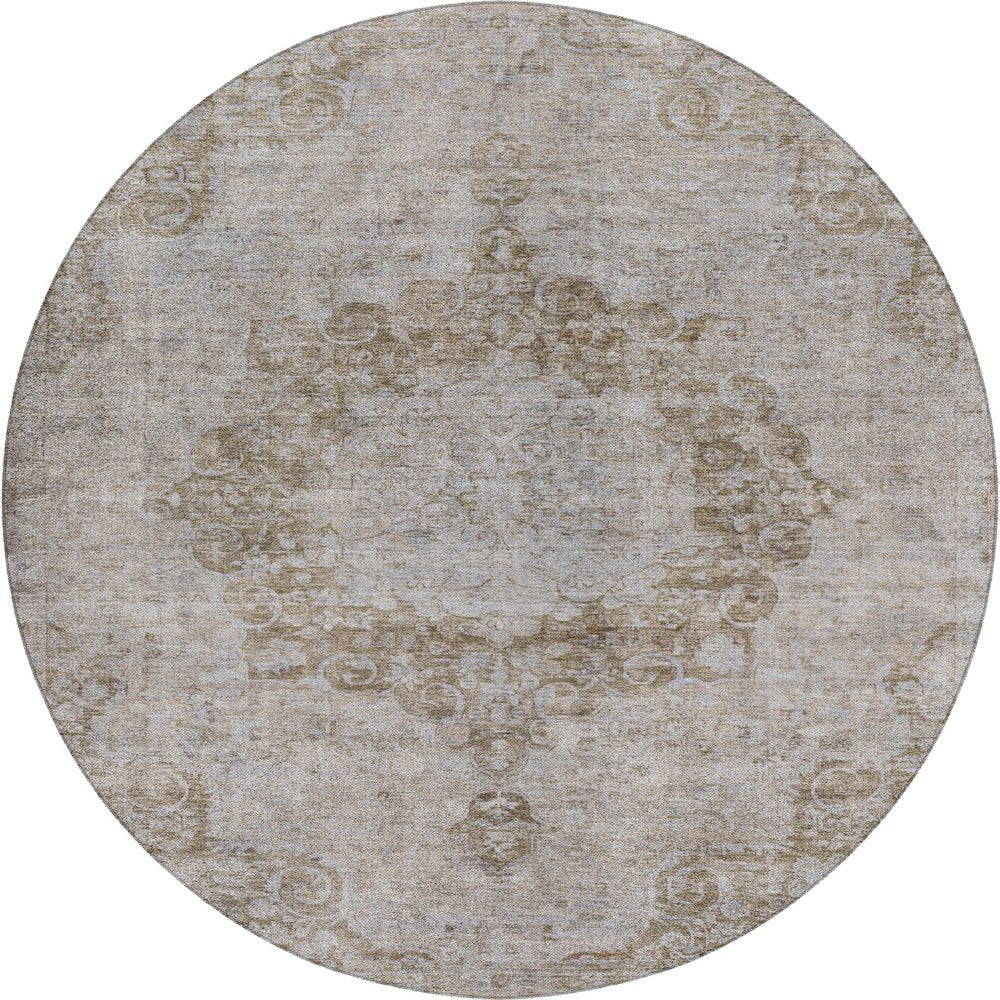 Luxury Washable Indoor/Outdoor Tabrook Chocolate 8' x 8' Round Rug