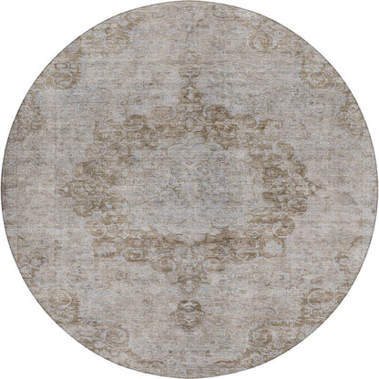Luxury Washable Indoor/Outdoor Tabrook Chocolate 8' x 8' Round Rug