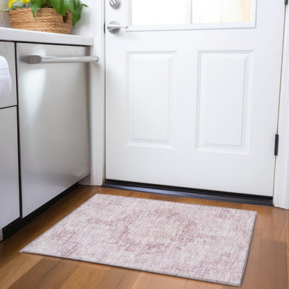 Luxury Washable Indoor/Outdoor Tabrook Pink 1'8" x 2'6" Rug