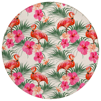 Indoor/Outdoor Tropics TC12 Ivory Washable 8' x 8' Round Rug